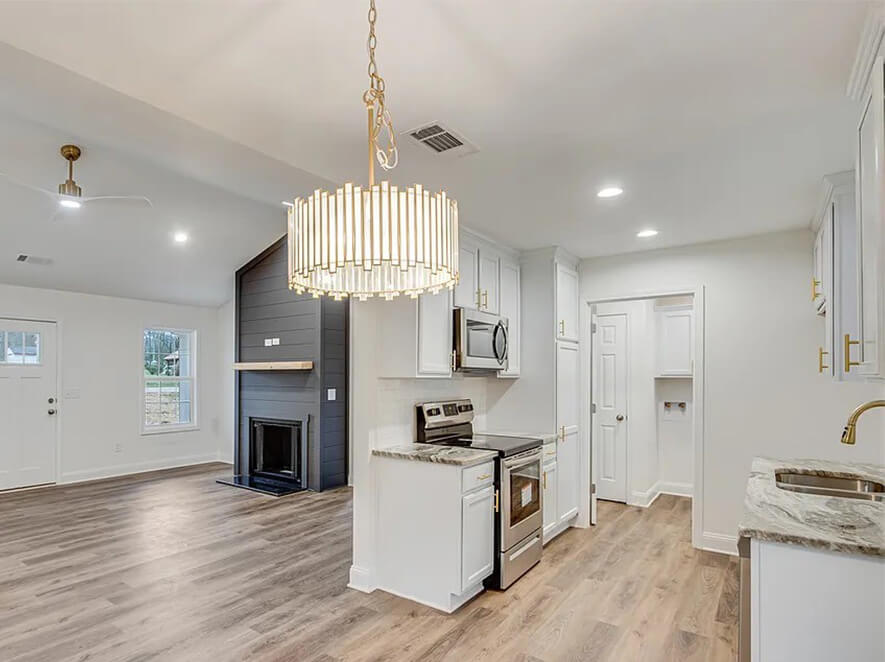 new home kitchen living space