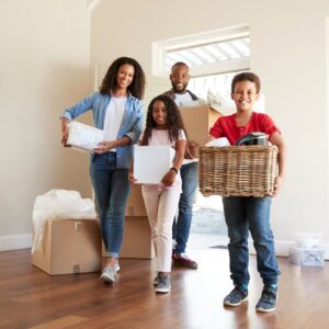 family moving in to a move-in ready spec home