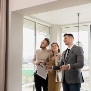 first-time home buyers checking out potential home