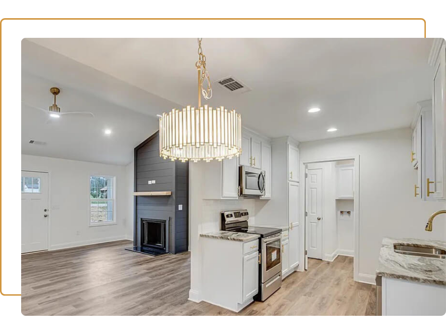 finished living/kitchen combo