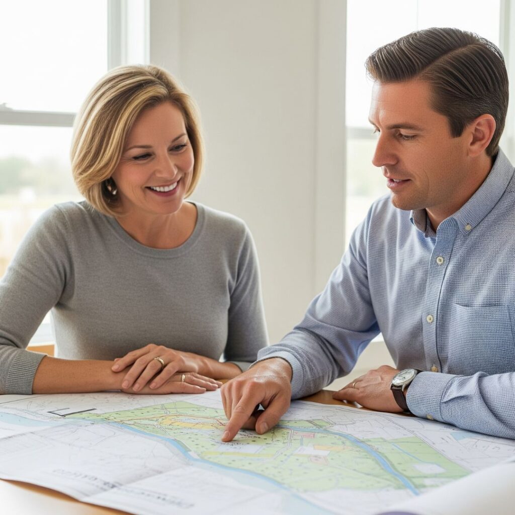 couple pointing to locations