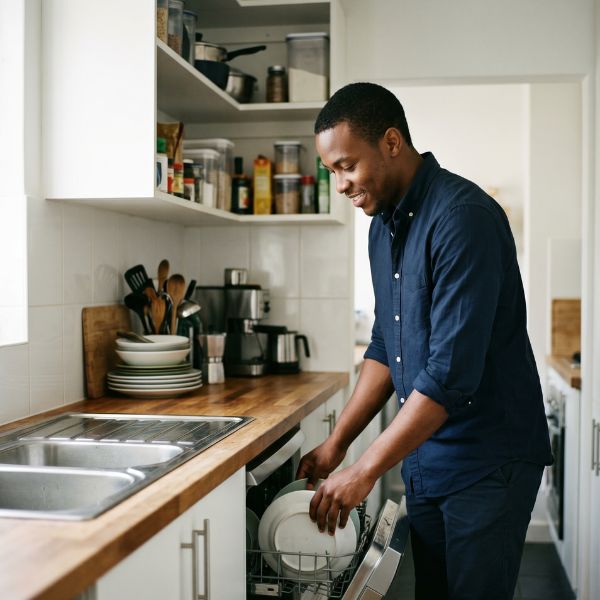 man doing dishes