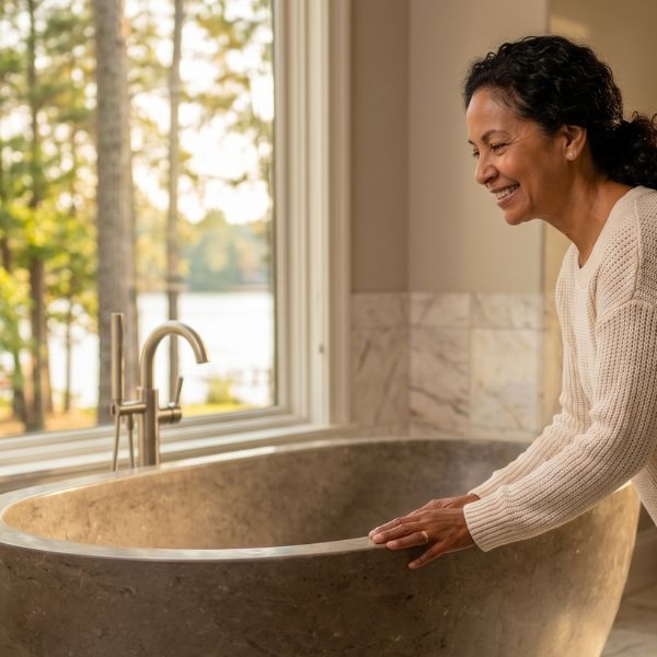 woman and bathtub